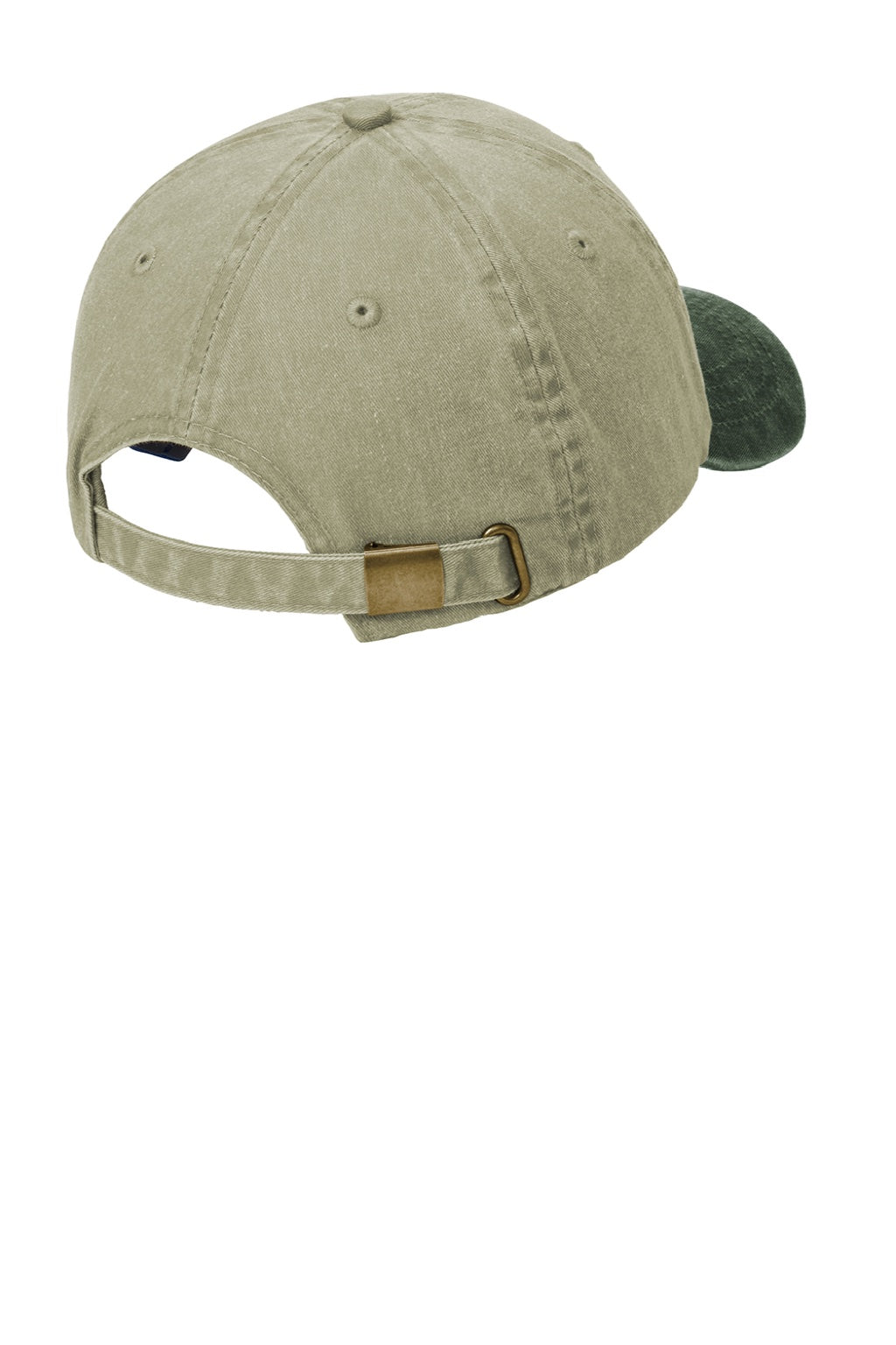 Port & Company Hats CP83 Mens Adjustable Hat Khaki/Hunter Green Flat Back