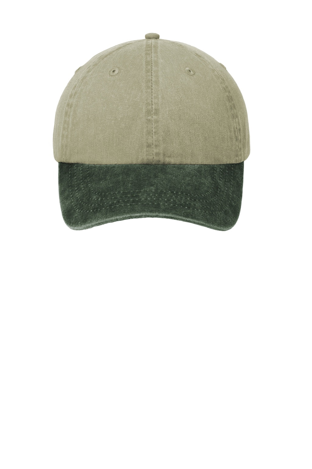 Port & Company Hats CP83 Mens Adjustable Hat Khaki/Hunter Green Flat Front
