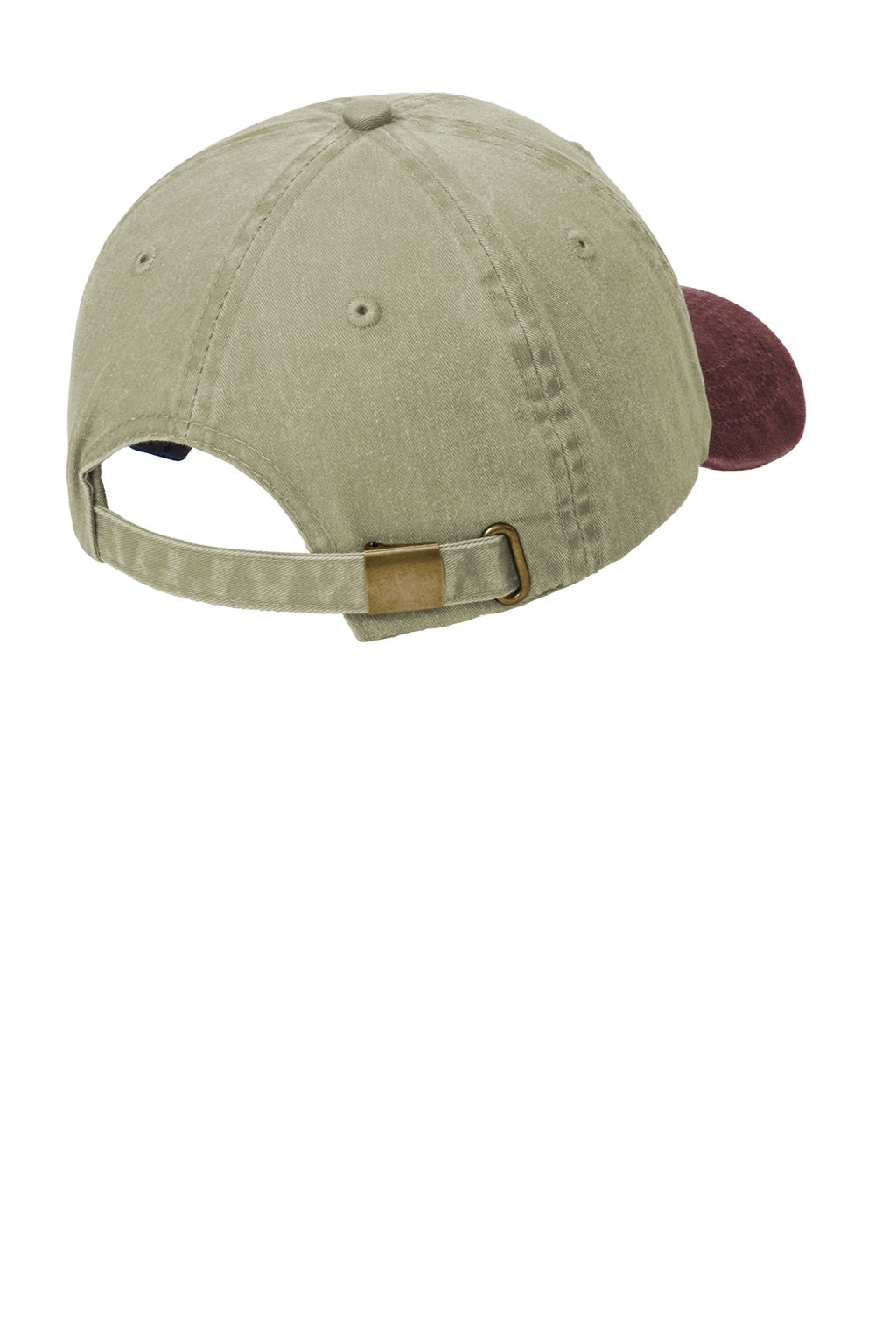Port & Company Hats CP83 Mens Adjustable Hat Khaki/Maroon Flat Back