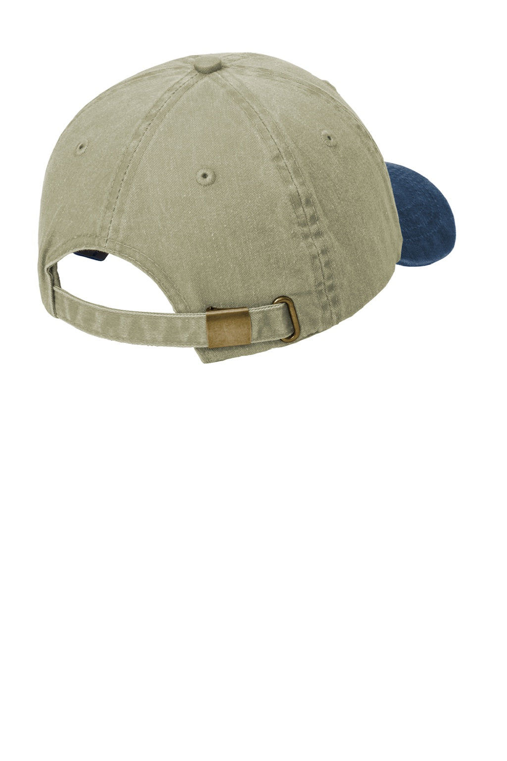 Port & Company Hats CP83 Mens Adjustable Hat Khaki/Navy Blue Flat Back