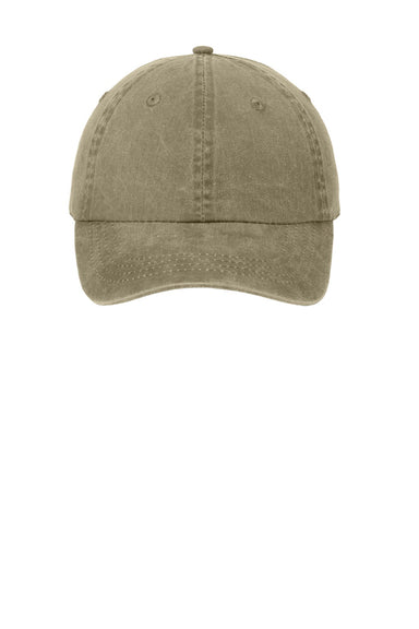 Port & Company Hats CP84 Mens Adjustable Hat Khaki Flat Front