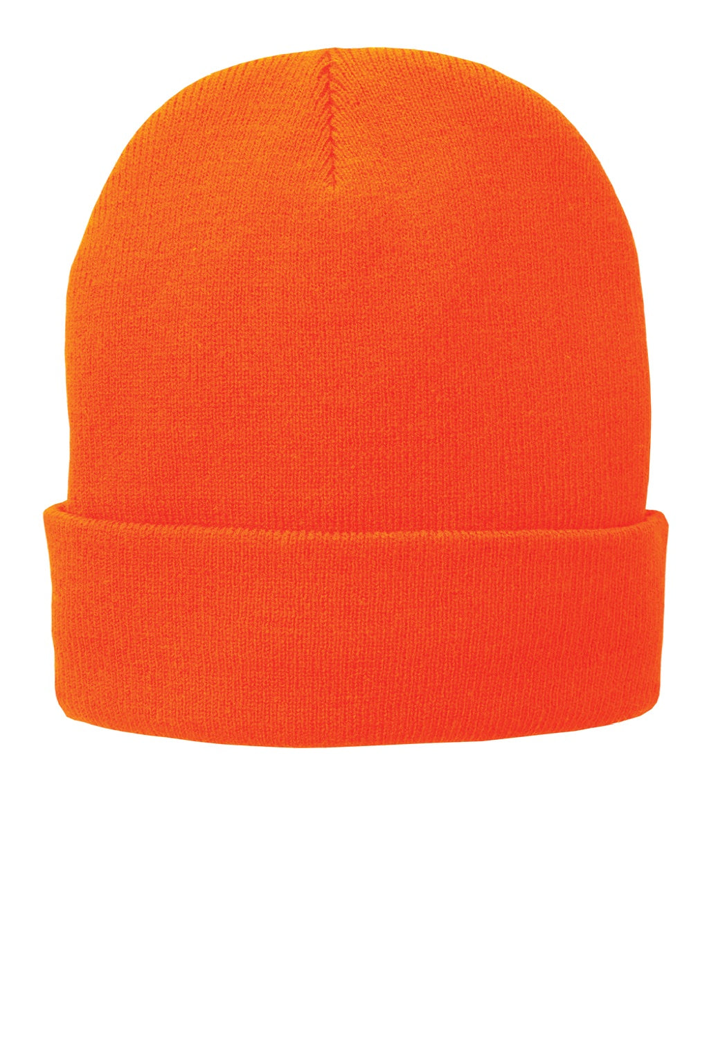 Port & Company Hats CP90L Unisex Fleece Lined Knit Beanie Athletic Orange Flat Front