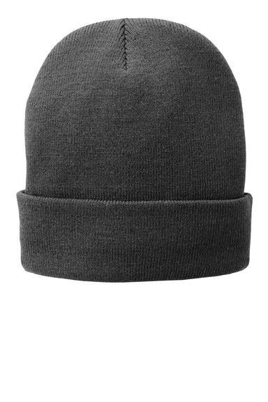 Port & Company Hats CP90L Unisex Fleece Lined Knit Beanie Athletic Oxford Grey Flat Front