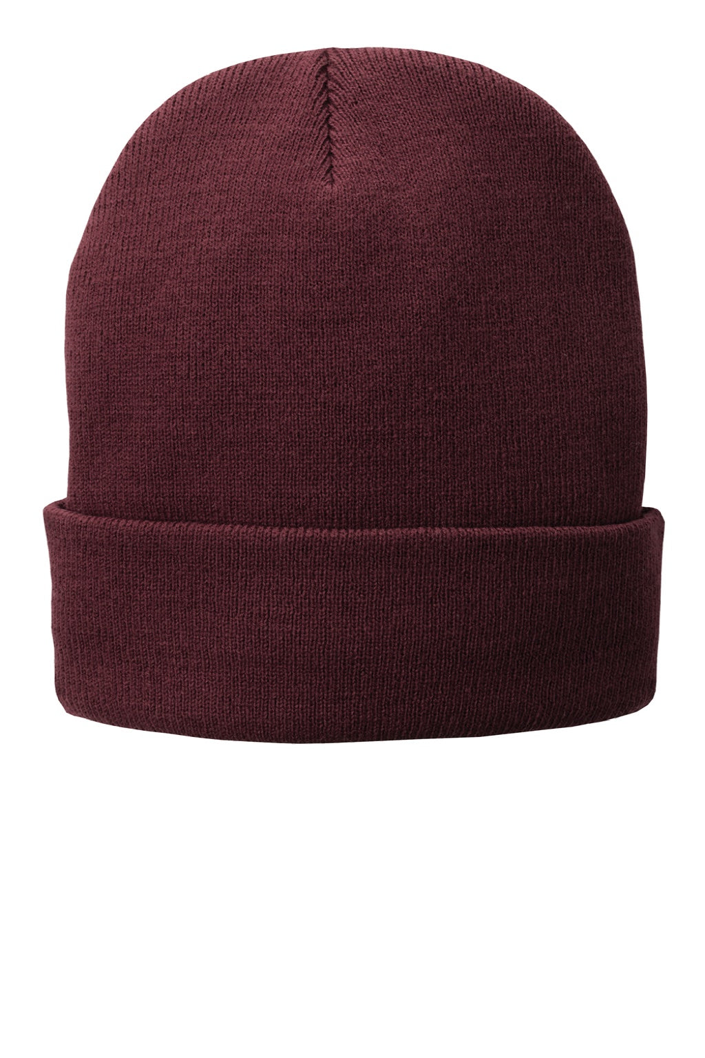 Port & Company Hats CP90L Unisex Fleece Lined Knit Beanie Maroon Flat Front