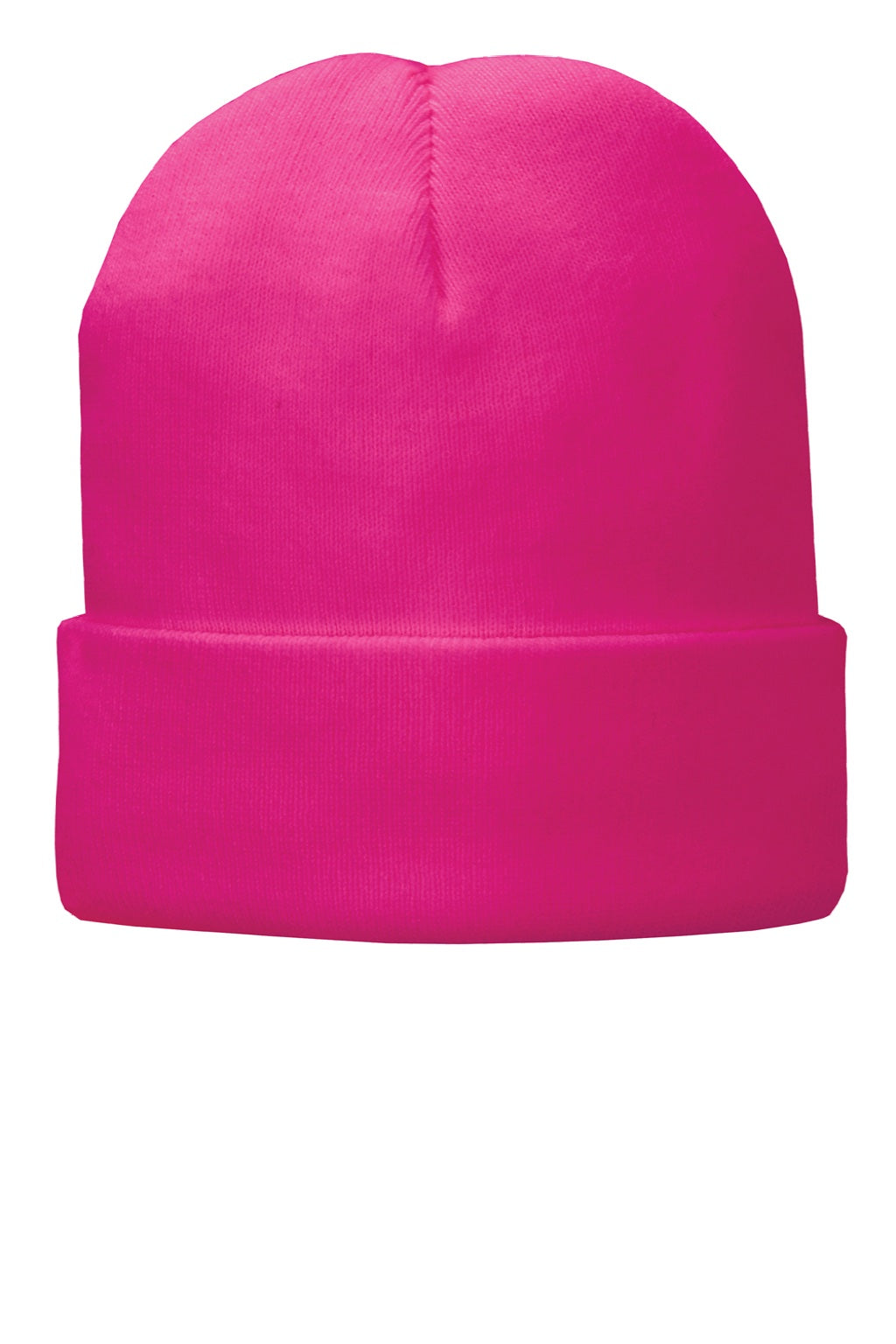 Port & Company Hats CP90L Unisex Fleece Lined Knit Beanie Neon Pink Glo Flat Front