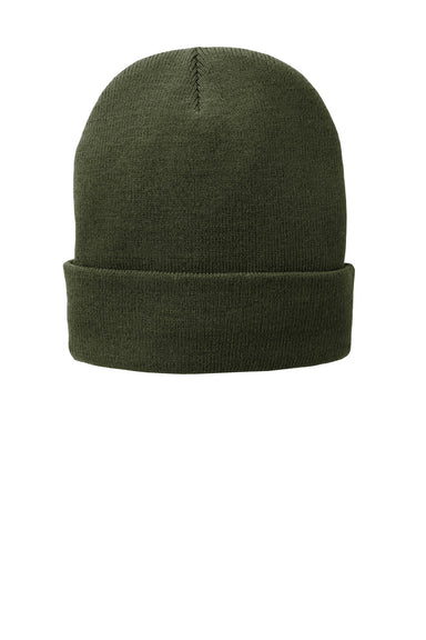 Port & Company Hats CP90L Unisex Fleece Lined Knit Beanie Olive Drab Green Flat Front