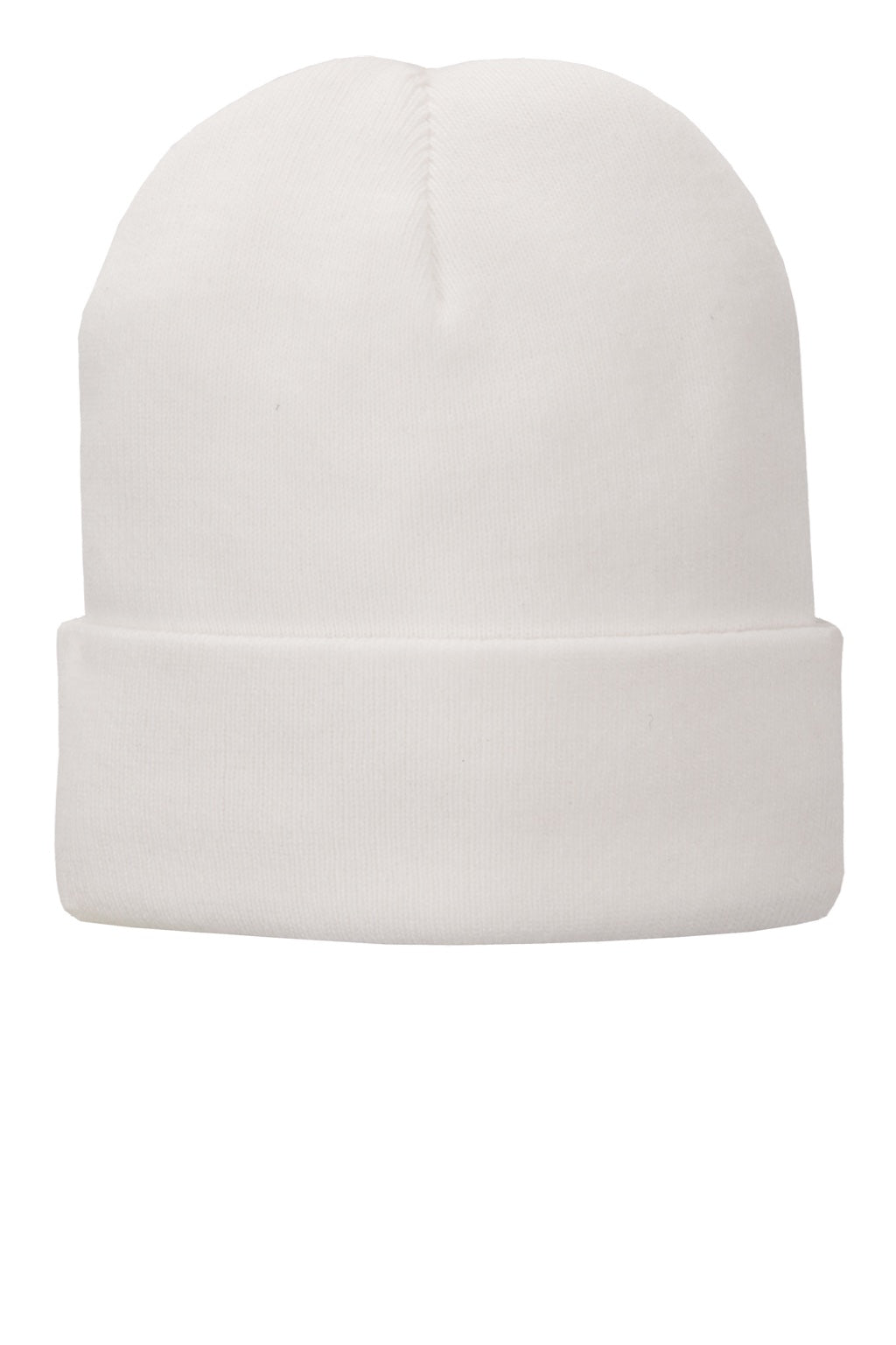Port & Company Hats CP90L Unisex Fleece Lined Knit Beanie White Flat Front