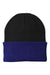 Port & Company Hats CP90 Unisex Knit Beanie Black/Athletic Royal Blue Flat Front