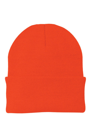 Port & Company Hats CP90 Unisex Knit Beanie Athletic Orange Flat Front