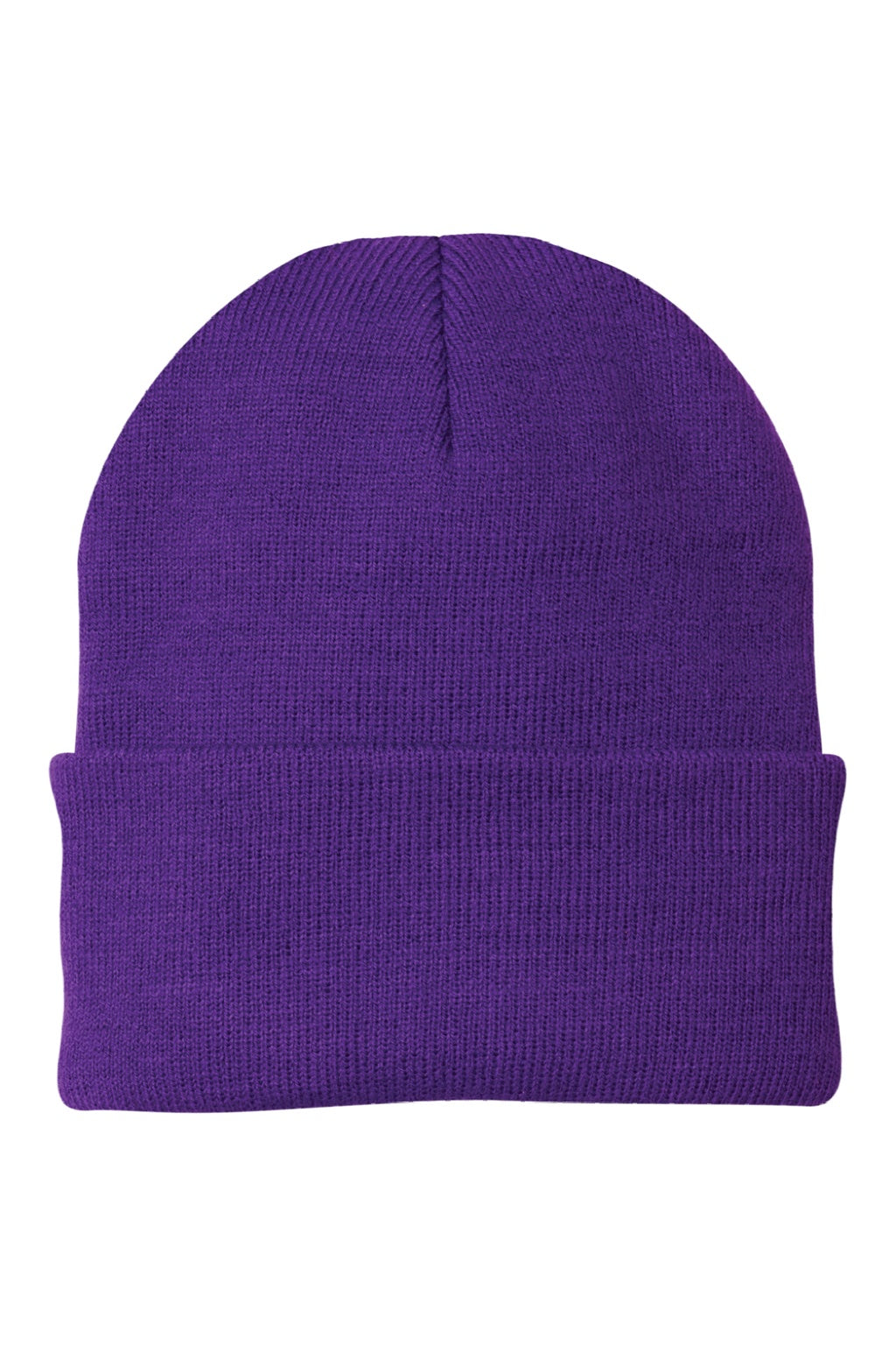 Port & Company Hats CP90 Unisex Knit Beanie Athletic Purple Flat Front