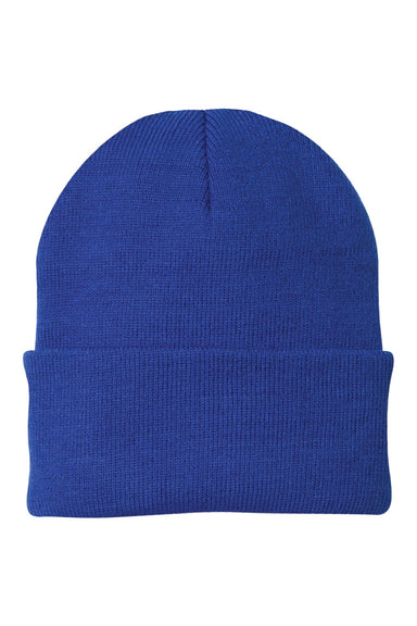 Port & Company Hats CP90 Unisex Knit Beanie Athletic Royal Blue Flat Front