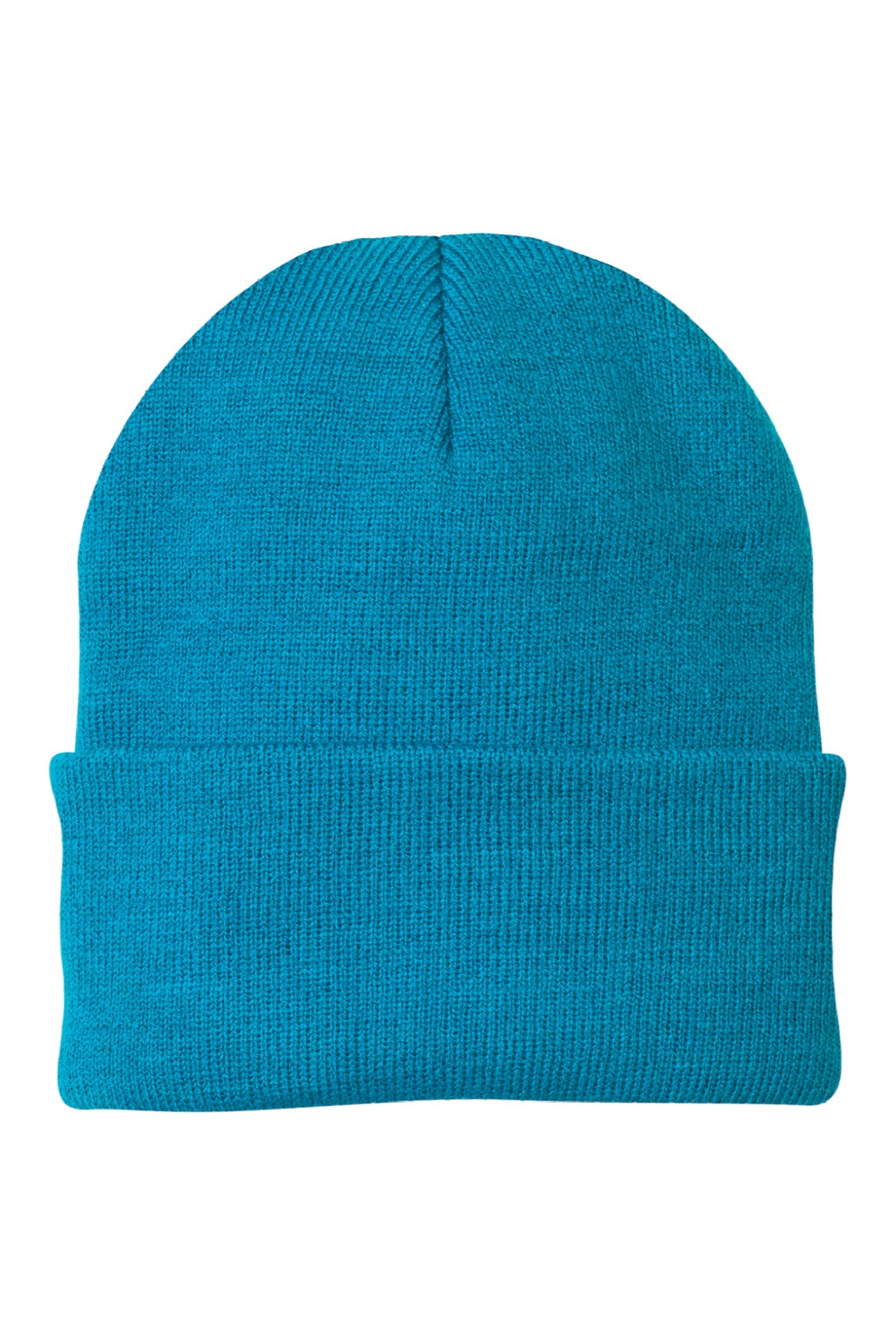 Port & Company Hats CP90 Unisex Knit Beanie Neon Blue Flat Front