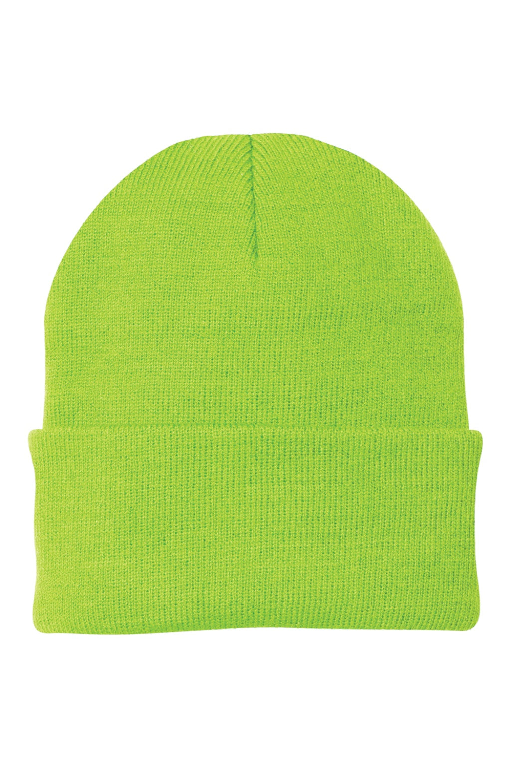 Port & Company Hats CP90 Unisex Knit Beanie Neon Green Flat Front