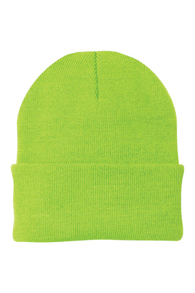 Port & Company Hats CP90 Unisex Knit Beanie Neon Green Flat Front