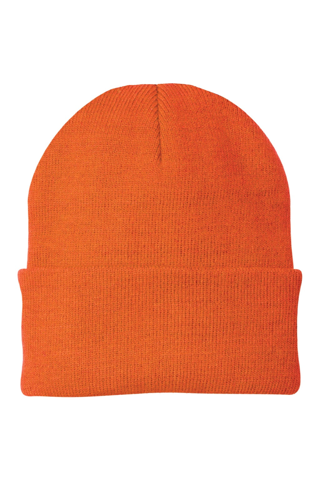 Port & Company Hats CP90 Unisex Knit Beanie Neon Orange Flat Front