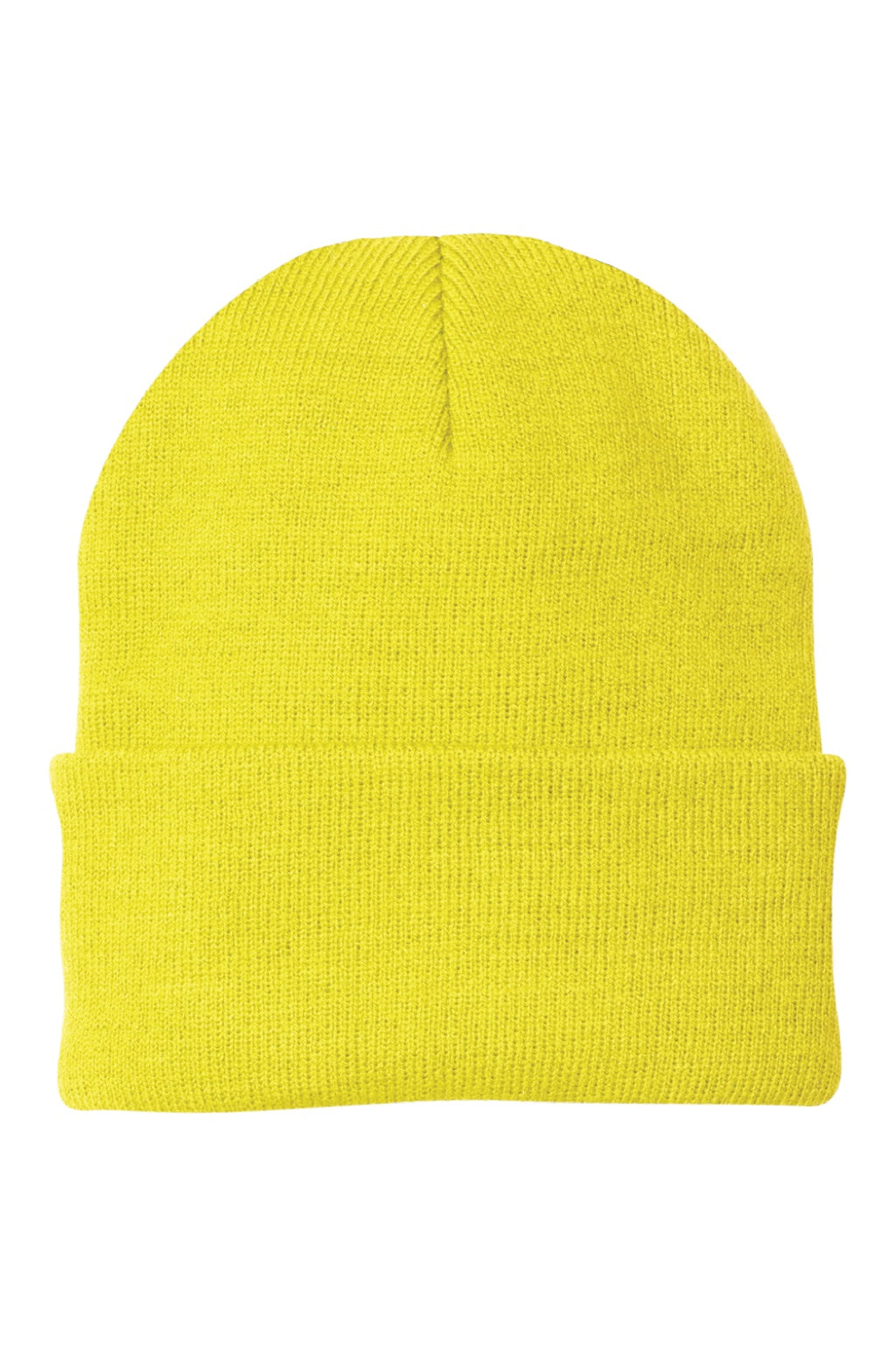 Port & Company Hats CP90 Unisex Knit Beanie Neon Yellow Flat Front