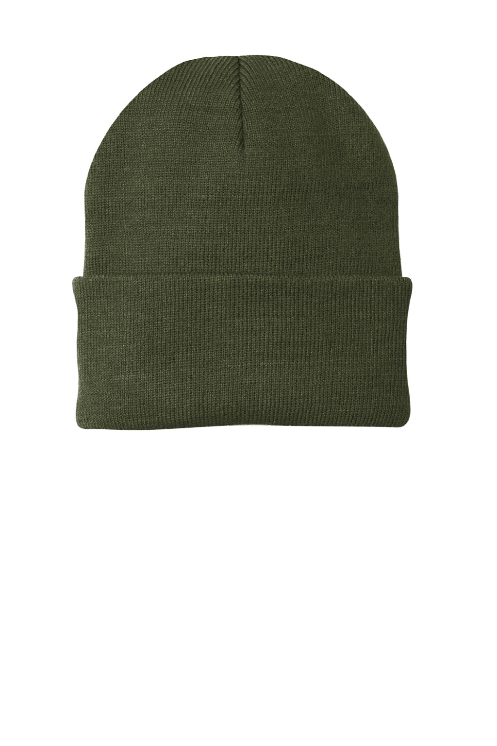 Port & Company Hats CP90 Unisex Knit Beanie Olive Drab Green Flat Front