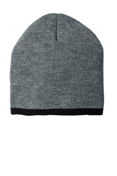 Port & Company Hats CP91 Unisex Beanie Athletic Oxford Grey/Black Flat Front