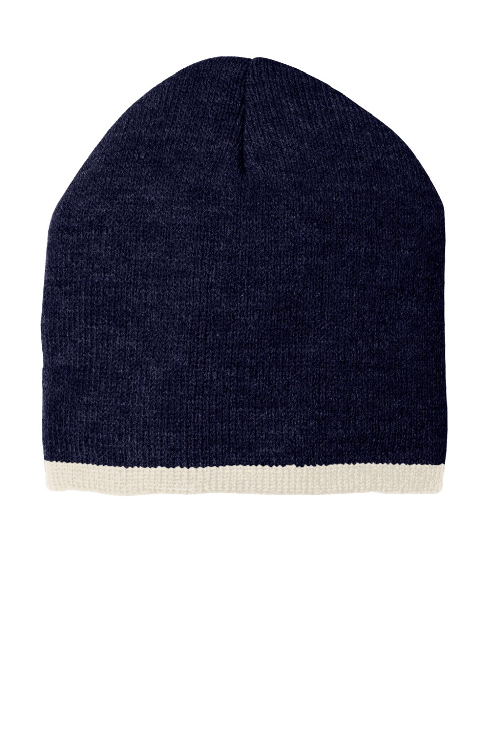 Port & Company Hats CP91 Unisex Beanie Navy Blue/Natural Flat Front