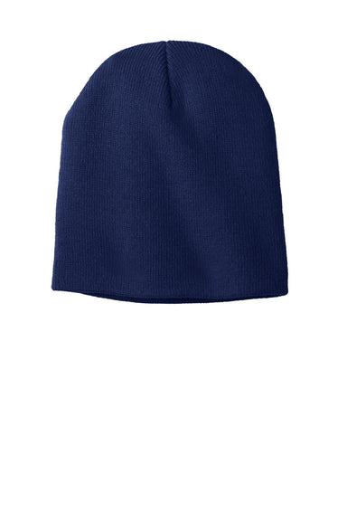 Port & Company Hats CP94 Unisex Knit Beanie Navy Blue Flat Front