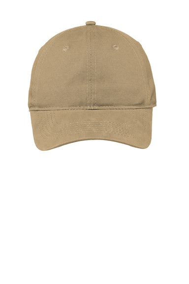 Port Authority Hats CP96 Mens Adjustable Hat Khaki Brown Flat Front