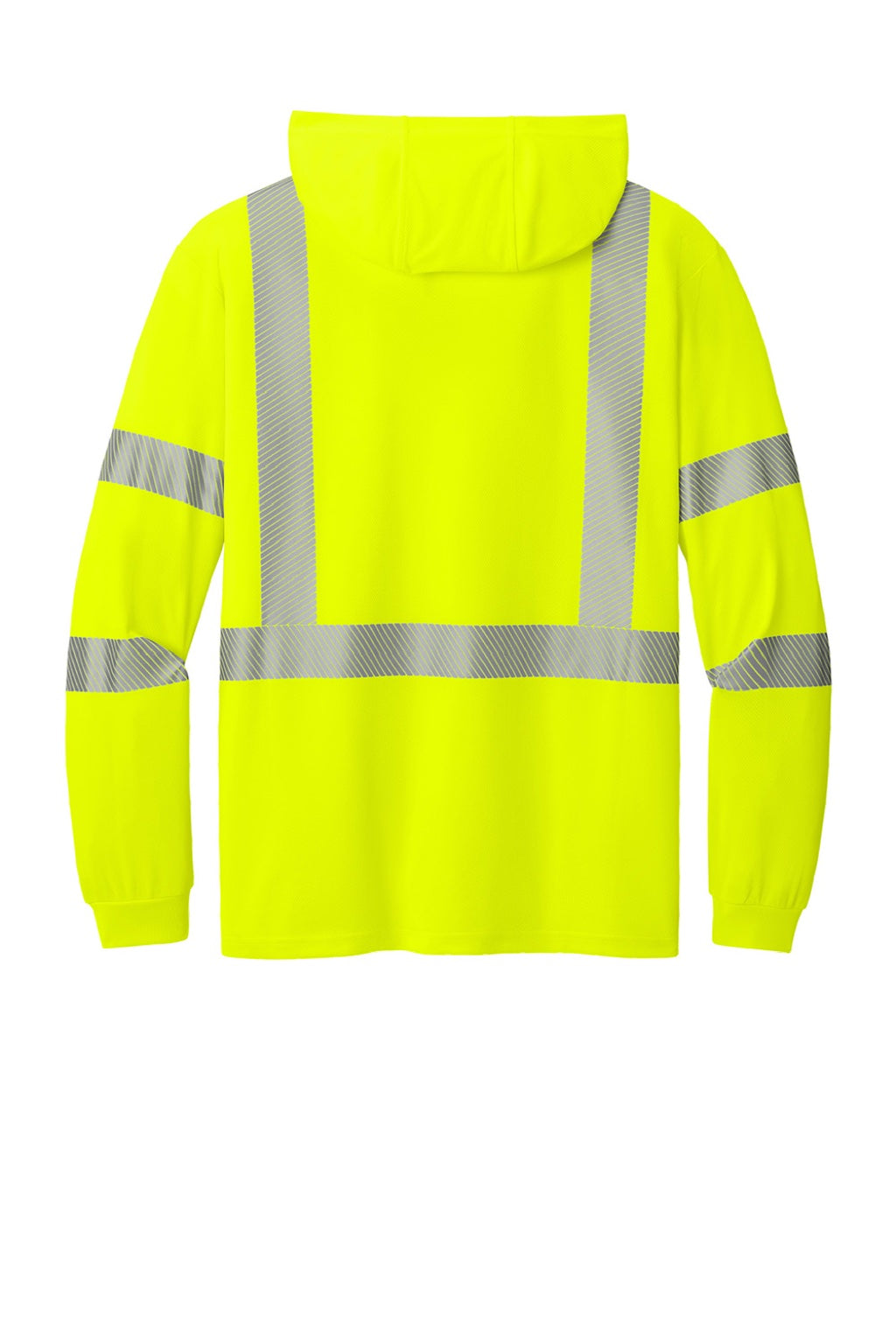 CornerStone CS208 Mens ANSI 107 Class 3 Segmented Tape Long Sleeve Hooded T-Shirt Hoodie Safety Yellow Flat Back