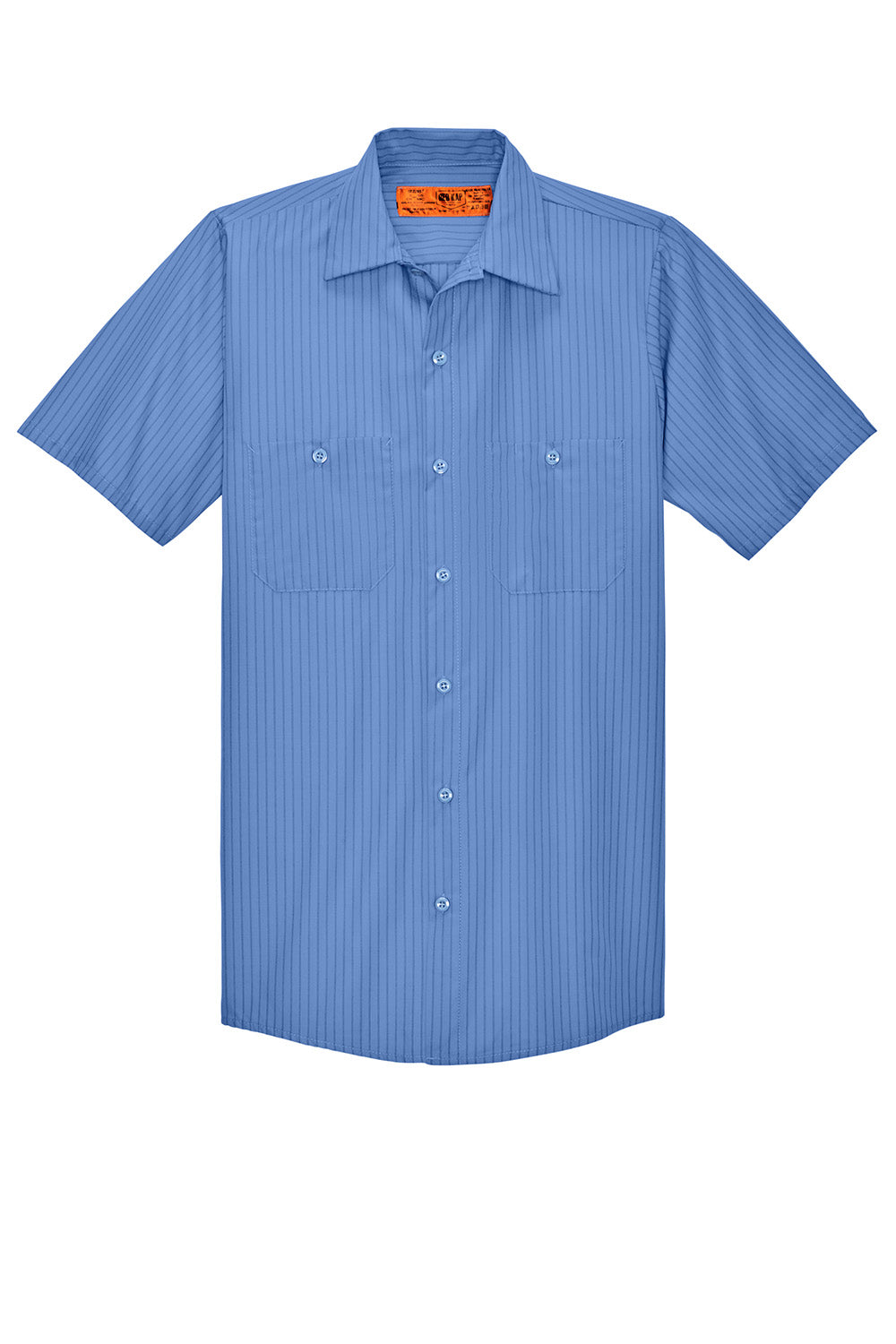 Red Kap CS20/CS20LONG Mens Industrial Moisture Wicking Short Sleeve Button Down Shirt w/ Double Pockets Petrol Blue/Navy Blue Flat Front