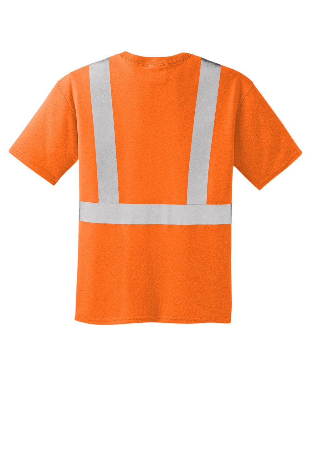 CornerStone CS401 Mens Moisture Wicking Short Sleeve Crewneck T-Shirt w/ Pocket Safety Orange Flat Back