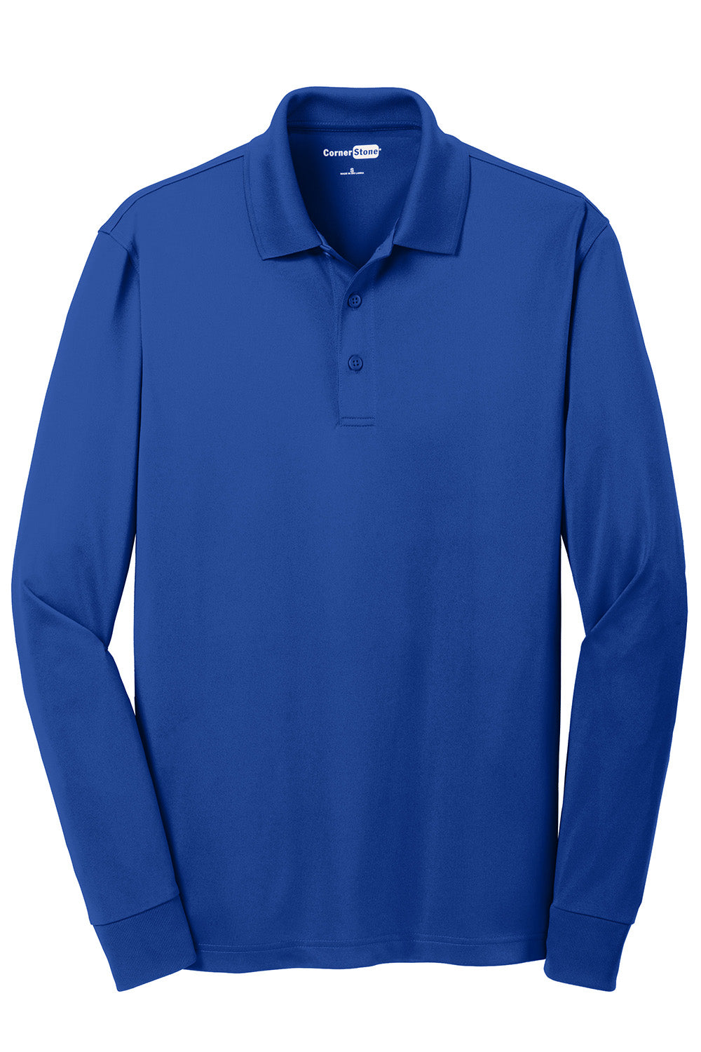 CornerStone CS412LS Mens Select Moisture Wicking Long Sleeve Polo Shirt Royal Blue Flat Front