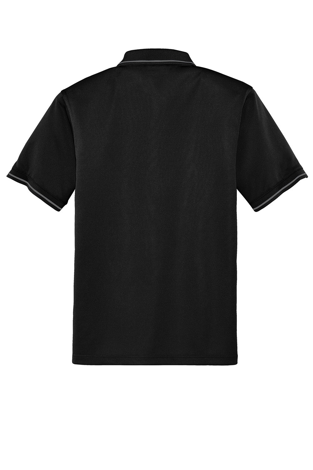CornerStone CS415 Mens Select Moisture Wicking Short Sleeve Polo Shirt w/ Pocket Black/Smoke Grey Flat Back
