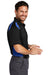 CornerStone CS416 Mens Select Moisture Wicking Short Sleeve Polo Shirt w/ Pocket Black/Royal Blue Model Side