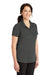 CornerStone CS419 Womens Select Moisture Wicking Short Sleeve Polo Shirt Charcoal Grey Model 3q
