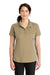 CornerStone CS419 Womens Select Moisture Wicking Short Sleeve Polo Shirt Tan Model Front