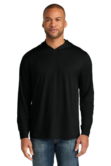 CornerStone CS440LSH Mens Workwear Pro Long Sleeve Hooded T-Shirt Hoodie Black Model Front