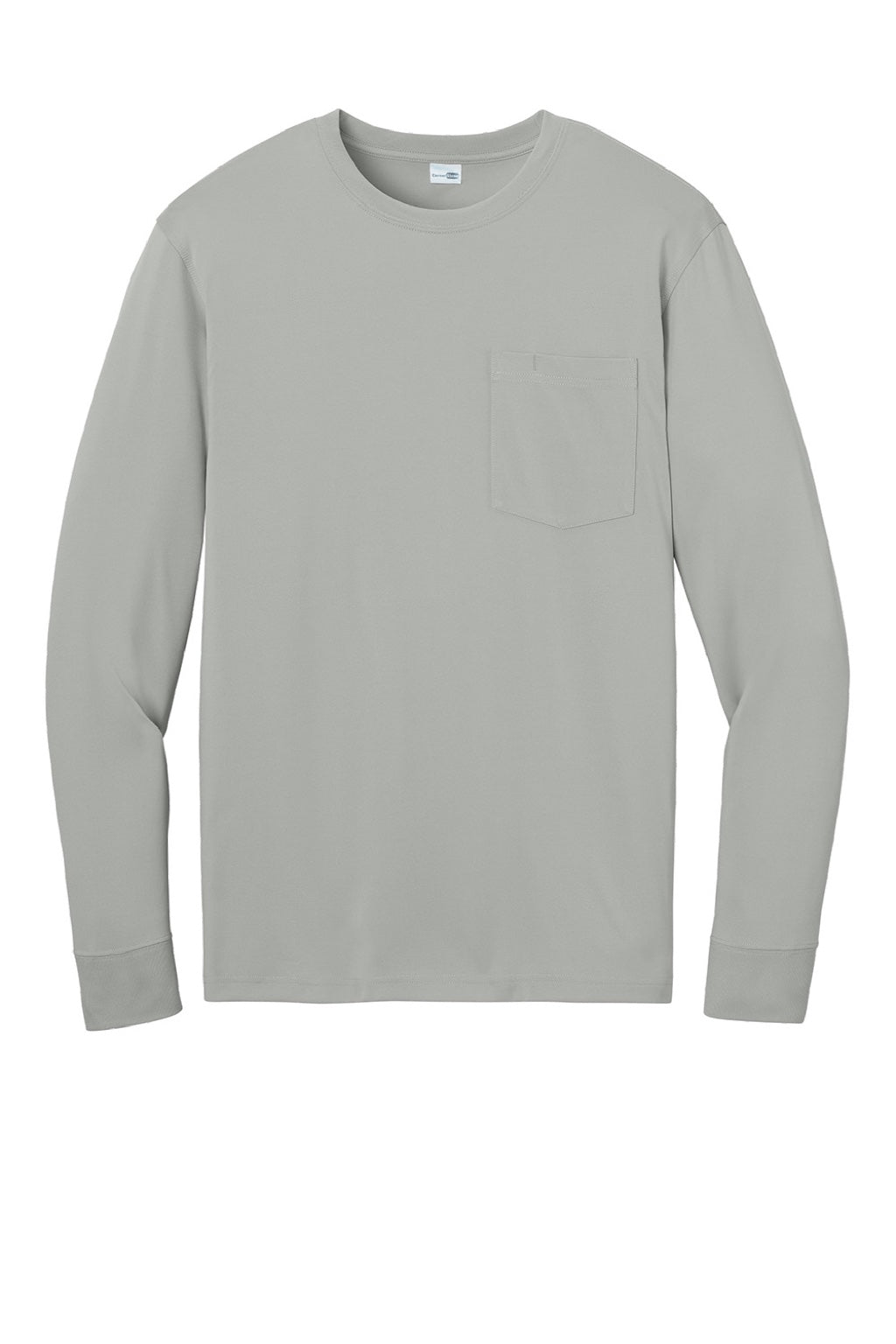 CornerStone CS440LSP Mens Workwear Pro Long Sleeve Crewneck T-Shirt w/ Pocket Light Grey Flat Front