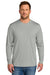 CornerStone CS440LSP Mens Workwear Pro Long Sleeve Crewneck T-Shirt w/ Pocket Light Grey Model Front