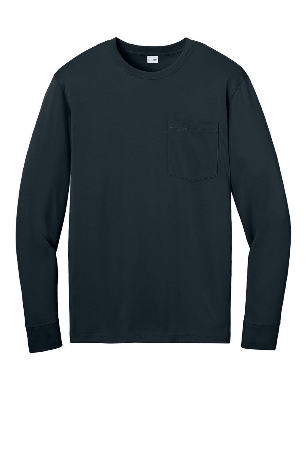 CornerStone CS440LSP Mens Workwear Pro Long Sleeve Crewneck T-Shirt w/ Pocket Navy Blue Flat Front
