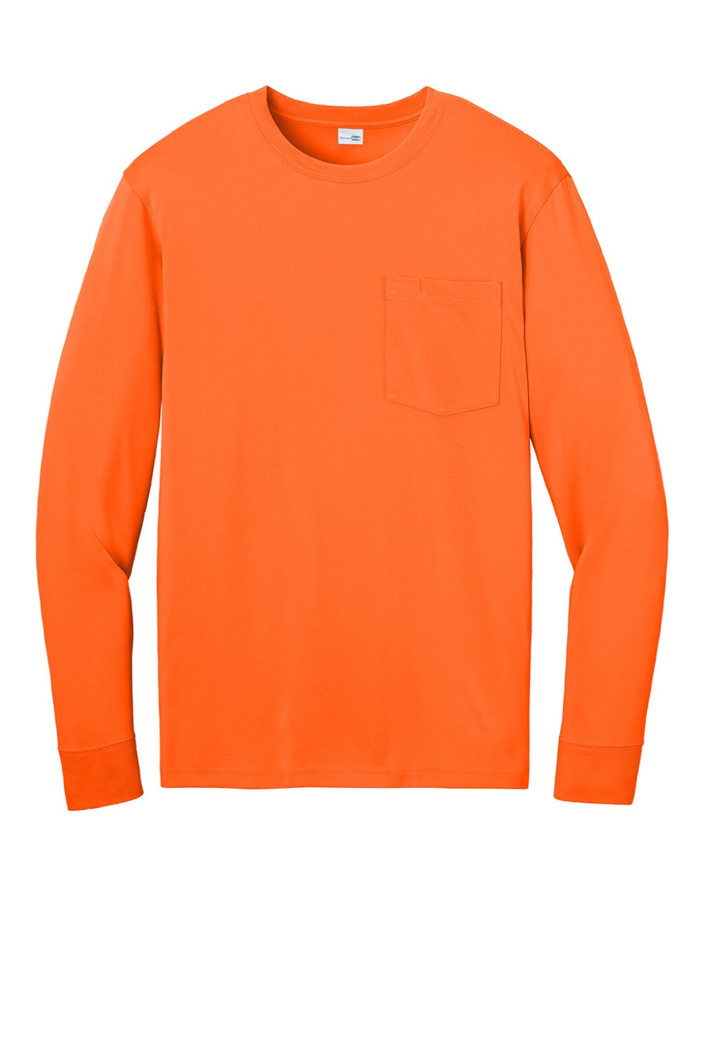 CornerStone CS440LSP Mens Workwear Pro Long Sleeve Crewneck T-Shirt w/ Pocket Safety Orange Flat Front