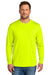 CornerStone CS440LSP Mens Workwear Pro Long Sleeve Crewneck T-Shirt w/ Pocket Safety Yellow Model Front