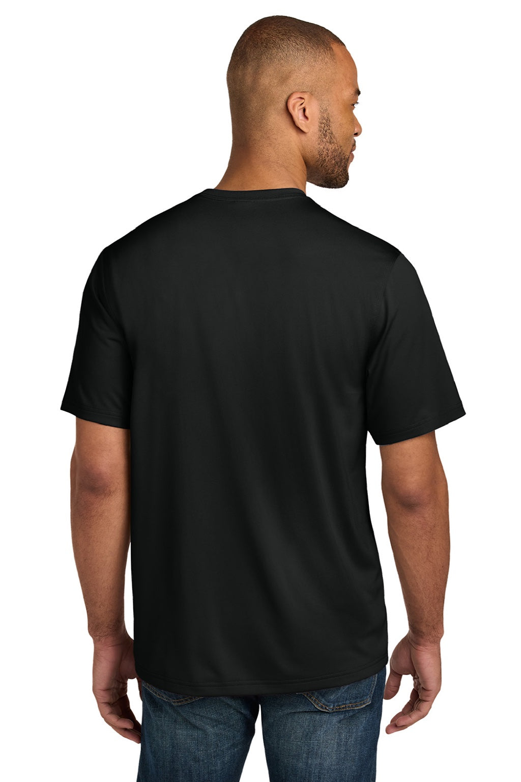 CornerStone CS440P/TLCS440P Mens Workwear Pro Short Sleeve Crewneck T-Shirt w/ Pocket Black Model Back