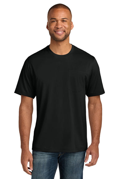 CornerStone CS440P/TLCS440P Mens Workwear Pro Short Sleeve Crewneck T-Shirt w/ Pocket Black Model Front