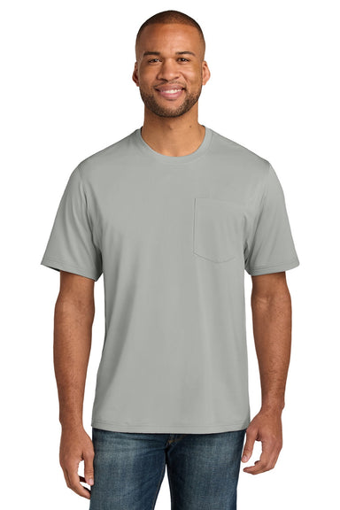 CornerStone CS440P/TLCS440P Mens Workwear Pro Short Sleeve Crewneck T-Shirt w/ Pocket Light Grey Model Front