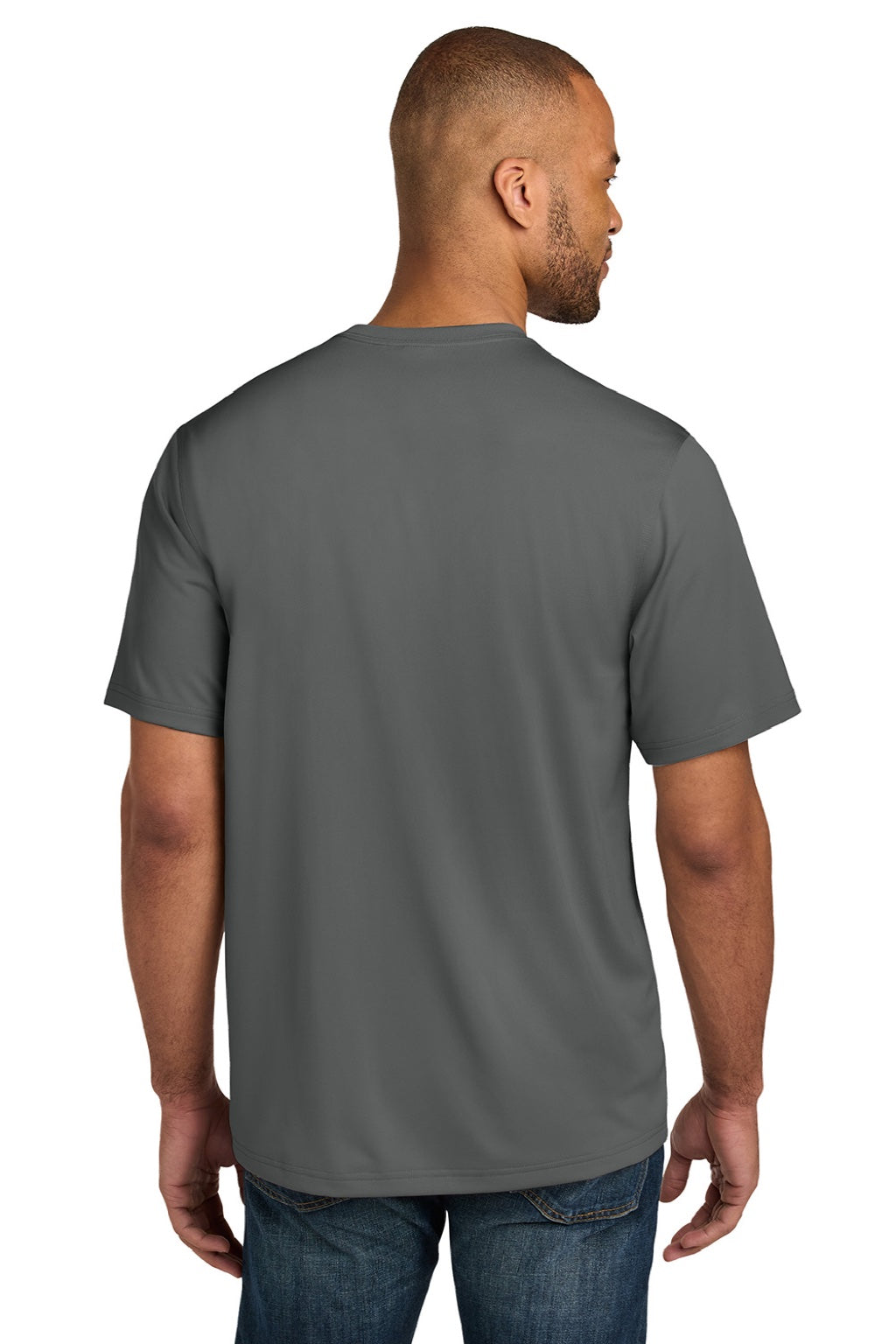 CornerStone CS440P/TLCS440P Mens Workwear Pro Short Sleeve Crewneck T-Shirt w/ Pocket Metal Grey Model Back