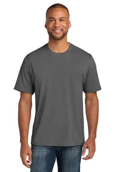 CornerStone CS440P/TLCS440P Mens Workwear Pro Short Sleeve Crewneck T-Shirt w/ Pocket Metal Grey Model Front