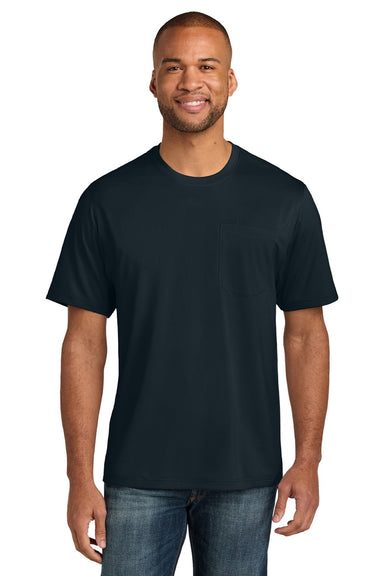 CornerStone CS440P/TLCS440P Mens Workwear Pro Short Sleeve Crewneck T-Shirt w/ Pocket Navy Blue Model Front