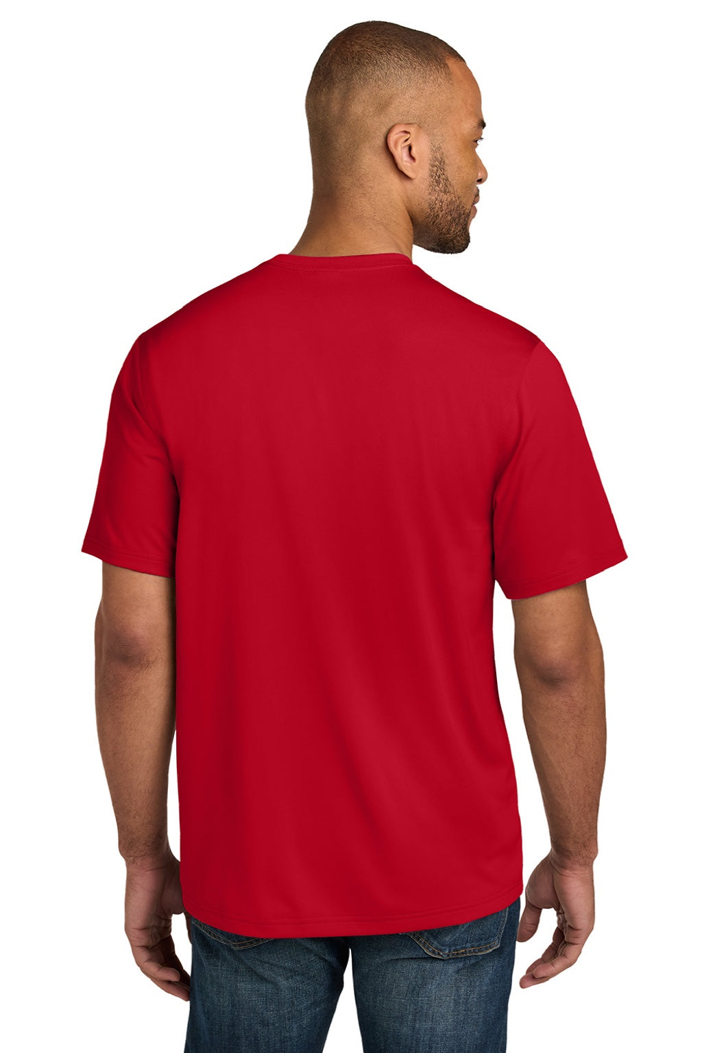 CornerStone CS440P/TLCS440P Mens Workwear Pro Short Sleeve Crewneck T-Shirt w/ Pocket Red Model Back
