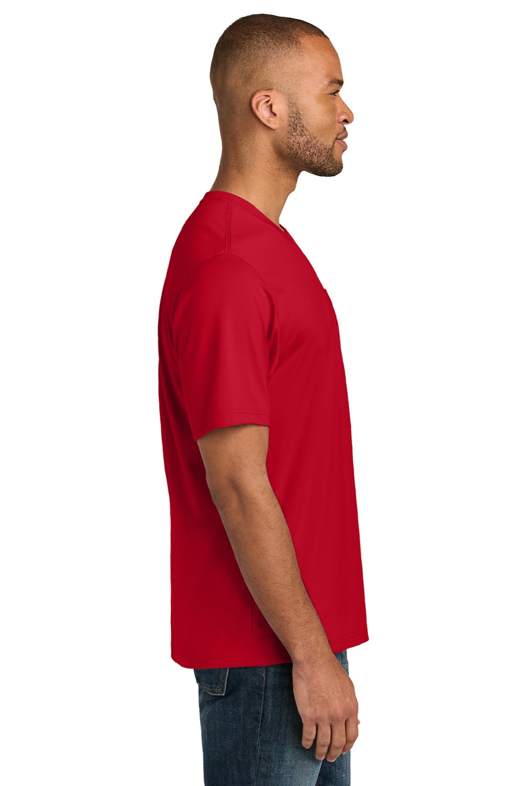 CornerStone CS440P/TLCS440P Mens Workwear Pro Short Sleeve Crewneck T-Shirt w/ Pocket Red Model Side