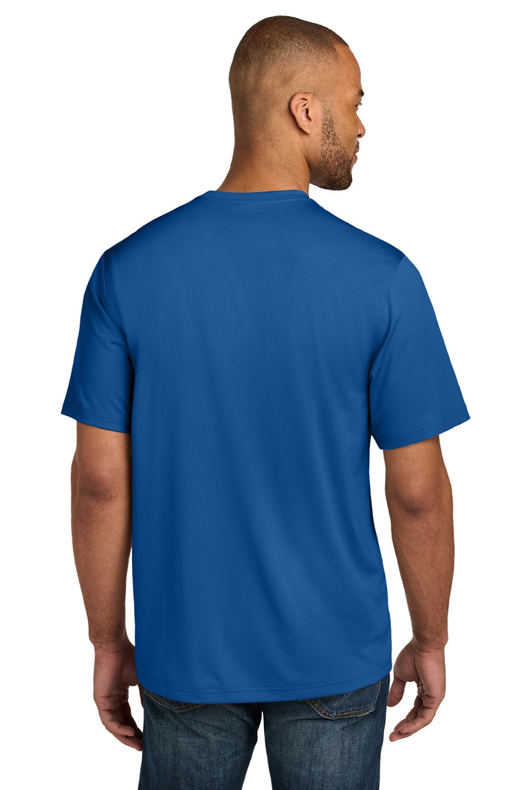 CornerStone CS440P/TLCS440P Mens Workwear Pro Short Sleeve Crewneck T-Shirt w/ Pocket Royal Blue Model Back