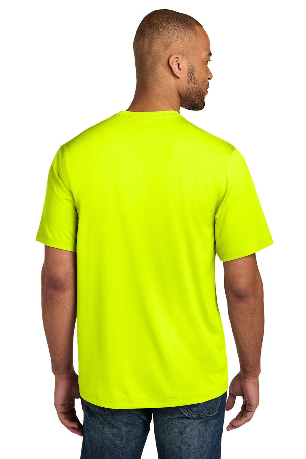 CornerStone CS440P/TLCS440P Mens Workwear Pro Short Sleeve Crewneck T-Shirt w/ Pocket Safety Yellow Model Back