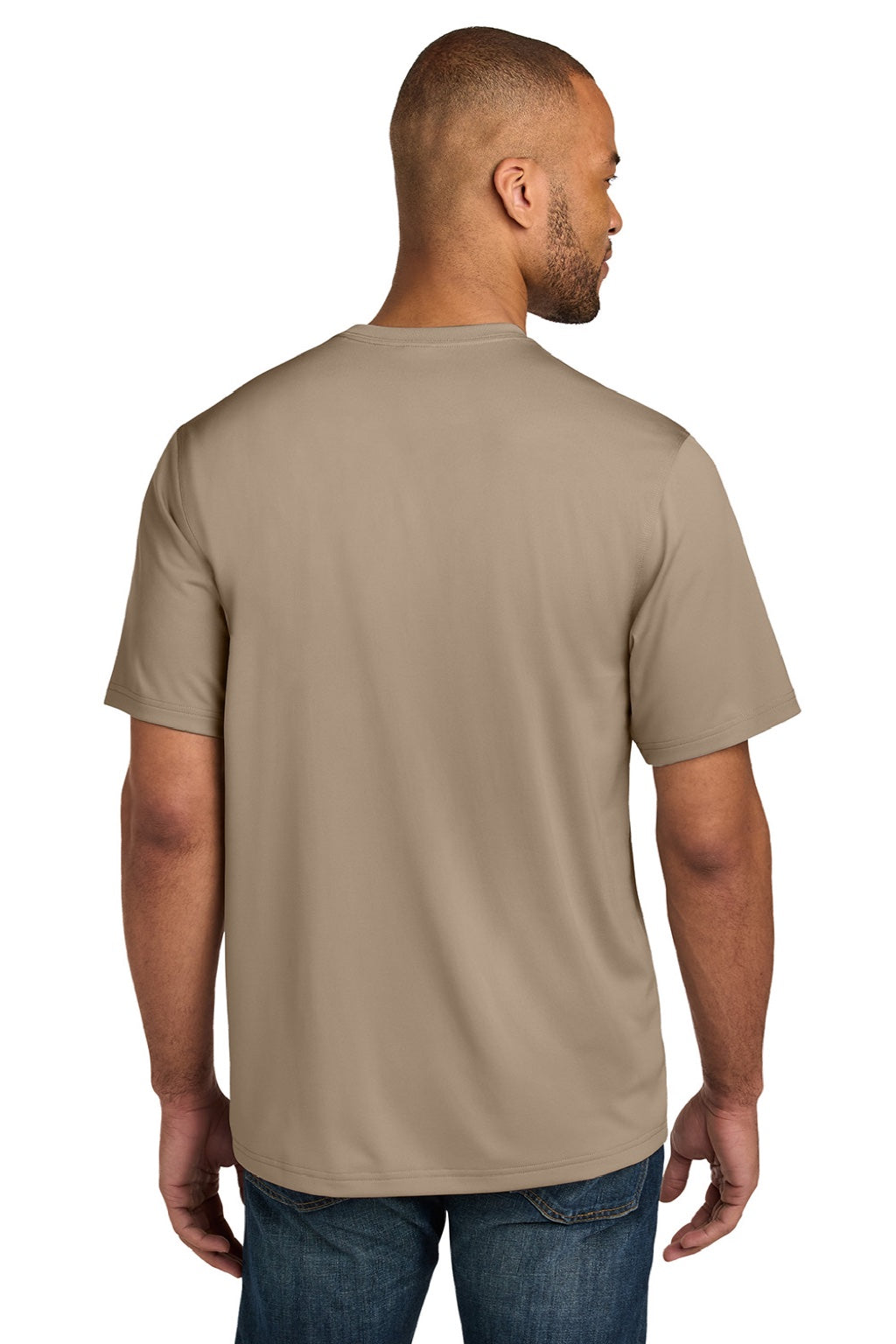 CornerStone CS440P/TLCS440P Mens Workwear Pro Short Sleeve Crewneck T-Shirt w/ Pocket Silver Tan Model Back